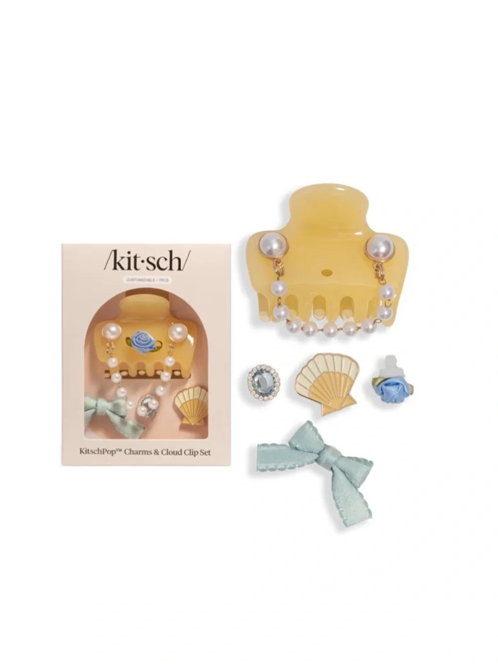 KITSCH KitschPop Coastal Cottage Cloud Clip Set in Butter Yellow